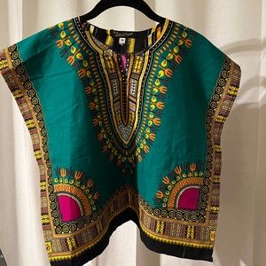 Dashiki print dolman sleeve top S